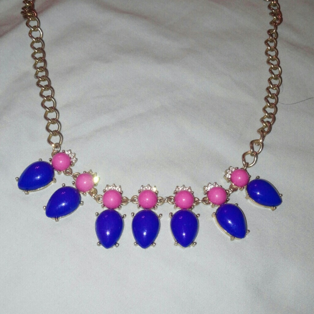 Blue and pink statement necklace